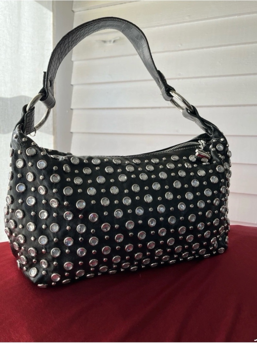 Kathy Van Zeeland Black Crystal Studded Shoulder Bag, Like NEW Final Price